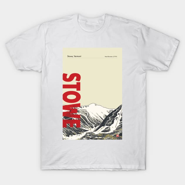 Stowe Vermont Vintage Modern Ski Travel Poster T-Shirt by ROEDERcraft